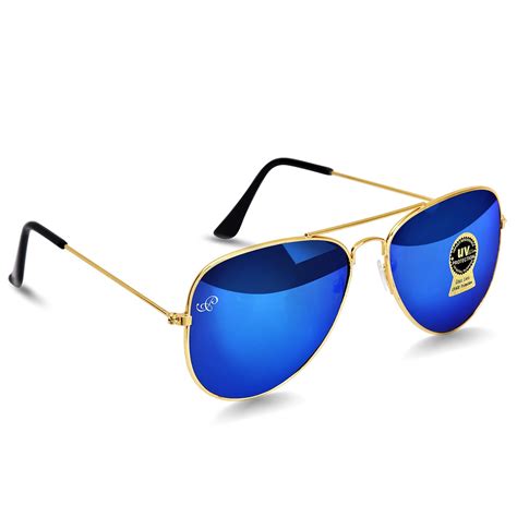 PIRASO Unisex Adult Aviator Sunglasses (Blue Lens) (Medium) (Pack of 1 ...