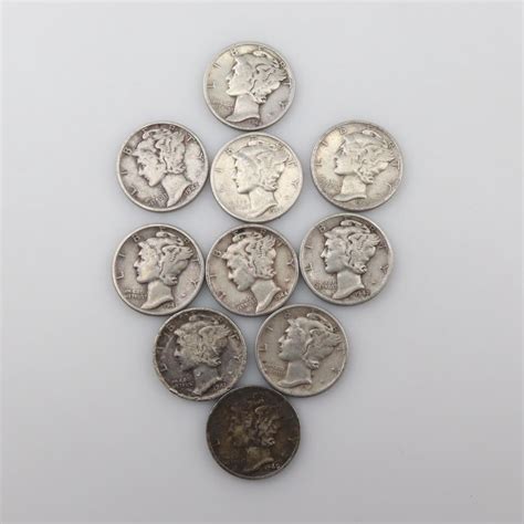 10 Mercury Silver Dimes | Property Room