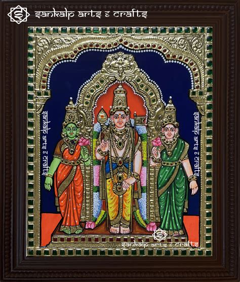 Murugan Valli Deivanai Tanjore Painting – SANKALP ARTS & CRAFTS