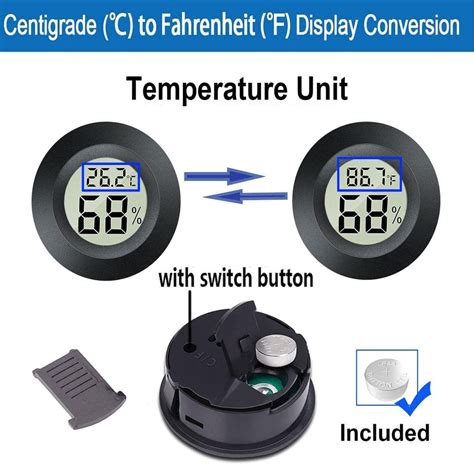 Mini Round LCD Thermometer Hygrometer — Indoor Outdoor Temperature Hum ...