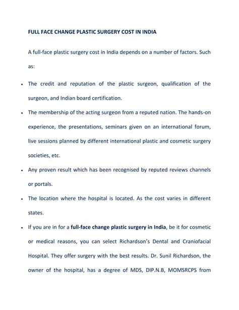 PPT - RICHARDSON’S DENTAL AND CRANIOFACIAL HOSPITAL INDIA FOR BEST FULL FACE PLASTIC SURGERY ...