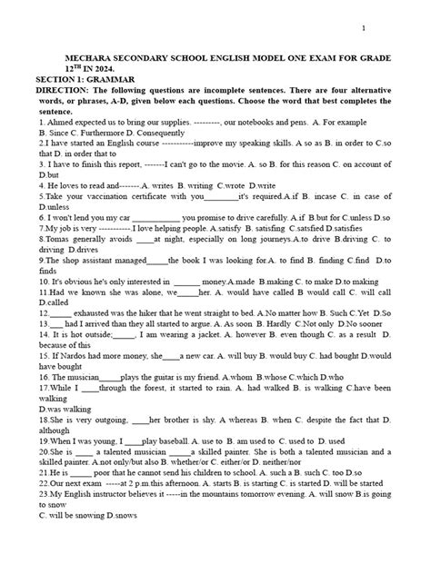 Image result for English Core Model Question