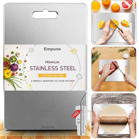 Buy 304 Stainless Steel Rectangular Chopping Board for Kitchen | with 1 ...