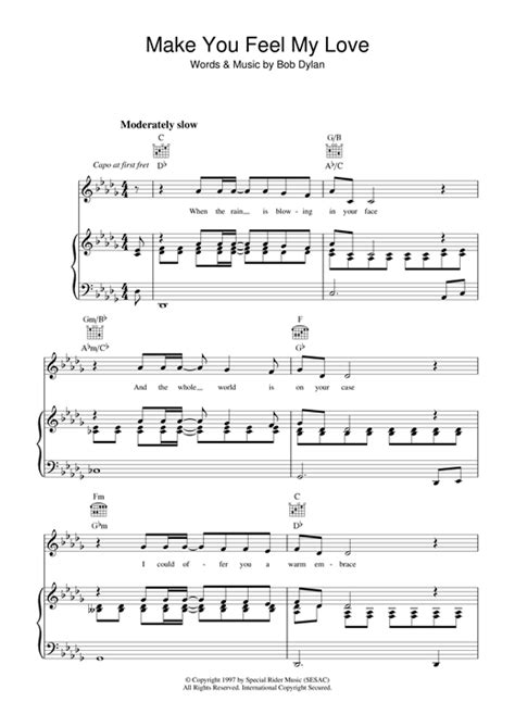 Make You Feel My Love sheet music by Bob Dylan (Piano, Vocal & Guitar ...