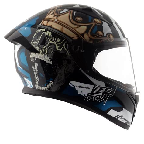 Buy Vega Bolt Crown Men Black Blue Helmet | Shop Helmets Online India ...