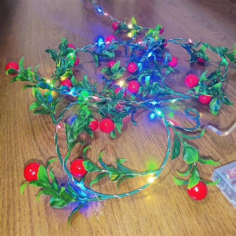 Buy ALILA Leaf Plant Red Cherry Flower Led String Lights for Indoor ...