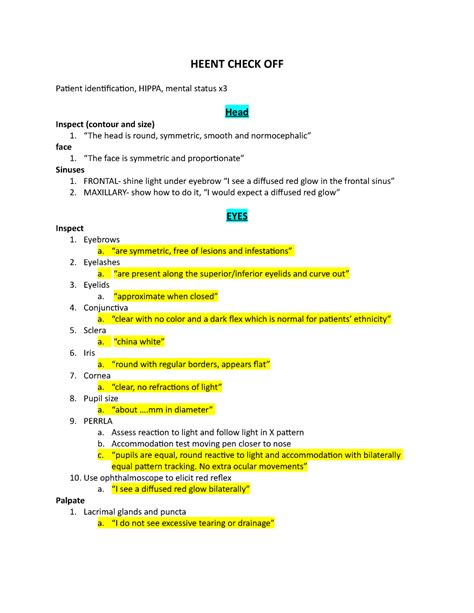 Heent Exam Template - prntbl.concejomunicipaldechinu.gov.co