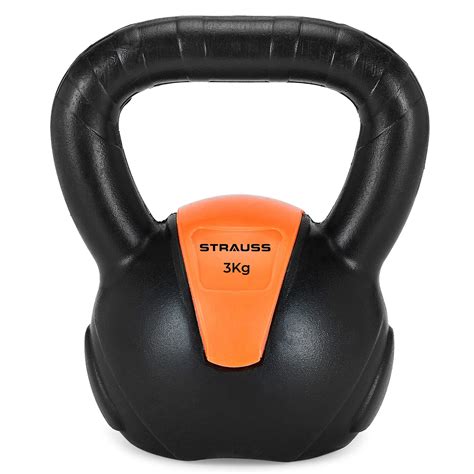 Strauss PVC Kettlebell Weights, 3Kg, (Orange) – StraussSport
