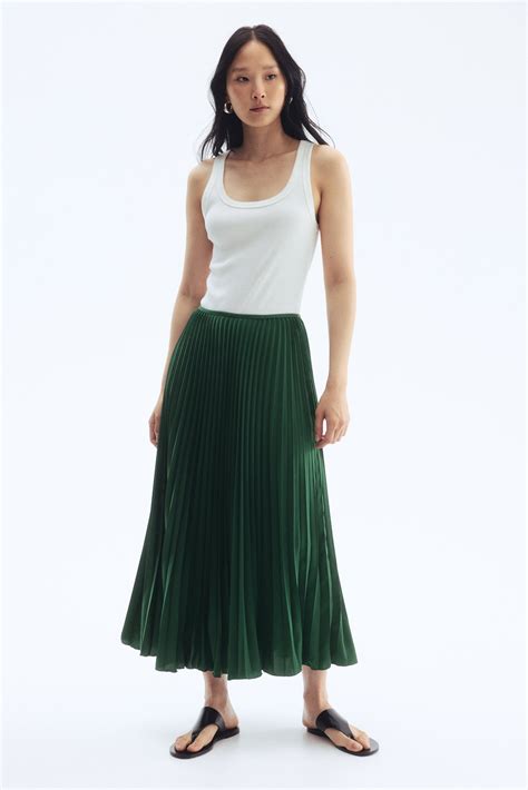 Pleated skirt - Dark green - Ladies | H&M IN