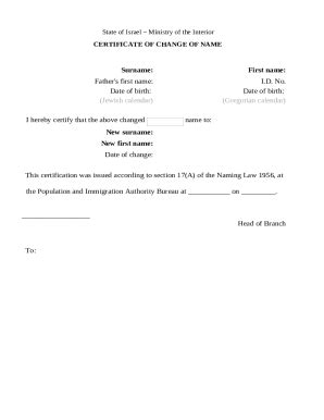 Request a certificate of change of name - Gov.il Doc Template | pdfFiller