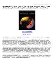 Image result for A First Course in Mathematical Modeling