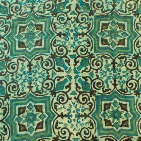 Pure Cotton Vanaspati Ajrak Buish With Star Tiles Hand Block Print Fab ...