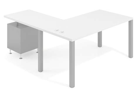 Mesa de escritorio en L Quadra con cajonera estructura aluminio | Ofiprix