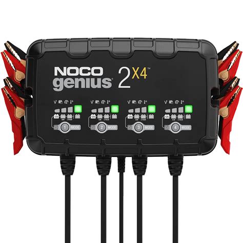 NOCO GENIUS2X4, 4-Bank, 8A (2A/Bank) Smart Car Battery Charger, 6V/12V ...