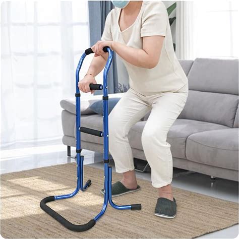 Stand Assist Aid For Elderly, 3-Handle Walking Assistance, Blue ...