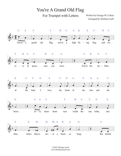 You're A Grand Old Flag for Trumpet (arr. Michael Arell) by George M ...