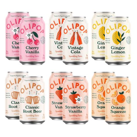 Amazon.com : OLIPOP - The Sampler, 6-Flavor Soda Variety Pack, Healthy ...