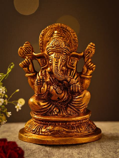 Shop Imli Street Brass Table Top Brass Hand Carved Ganesha Idols for ...