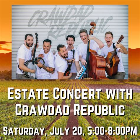 Jul 20 | Wood Family Estate Concert with Crawdad Republic | Livermore, CA Patch