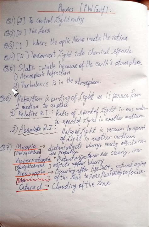 Physics Lecture Notes: Light, Optics, and Vision Concepts - Studocu