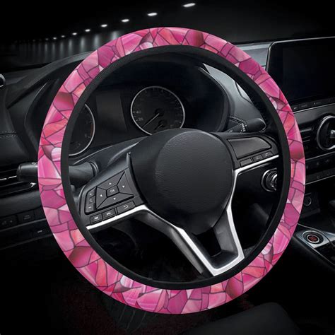 Pink Stained Glass Steering Wheel Cover, Cute Car Accessories for Women and Teens, Girly ...