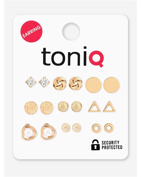 Toniq Gold Plated Set Of 9 Cz Stone Casual Stud Earrings Jewellery Set