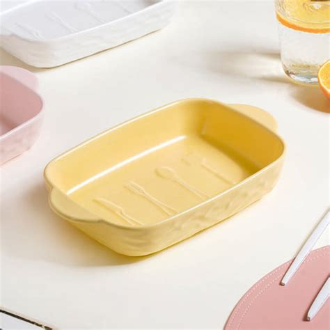 Serena Lily White Ceramic Ribbed Baking Plate Small Online - Premium ...