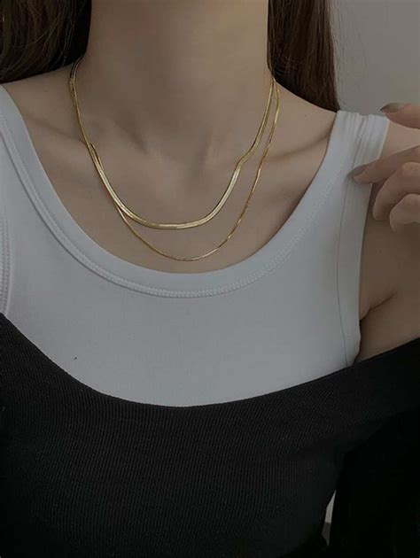 1 par Colar Duplo Personalizado para Mulheres, Estilo Osso de Cobra ...