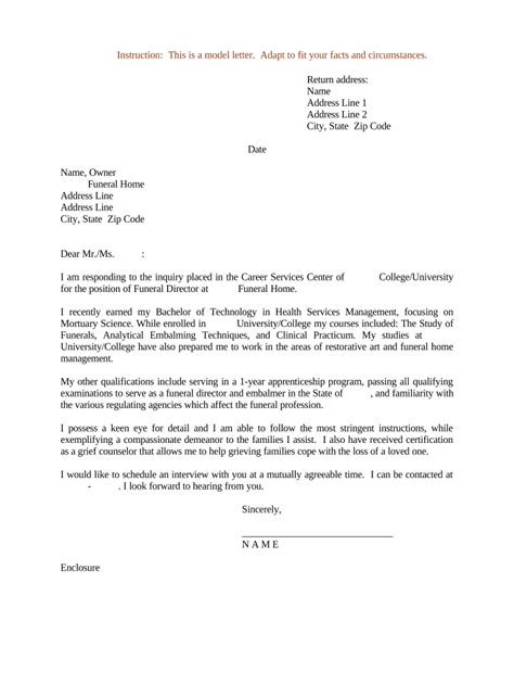 Funeral Director Cover Letter Form - Fill Out and Sign Printable PDF ...