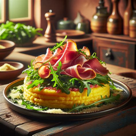 Polenta-Pizza mit Rucola und Parmaschinken | malsati