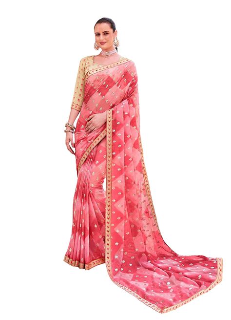 Buy Roop Kashish Women's Multicolor Sparkle Chiffon Saree With ...