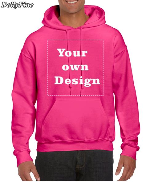 Customized Men's Hoodies Print Your Own Design High Quality Pink ...