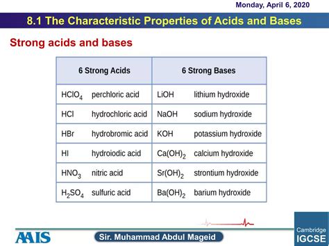 8.1 the characteristic properties of acids and bases | PPSX