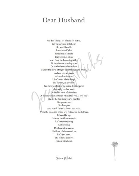Dear Husband Poem (our Little Hour) - 'dear Partner' Version Included ...