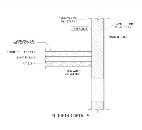 Flooring with ceramic tiles DWG CAD Detail Free Download