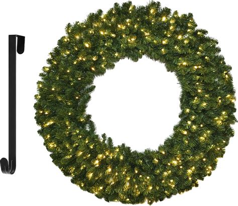 Amazon.com: 48 Inch 4 FT Large Christmas Wreath - Pre-lit Plug-in ...