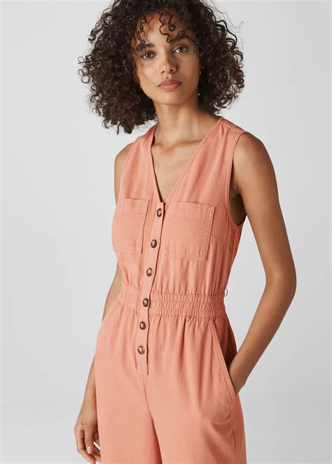 Dusty Pink Ria Denim Jumpsuit | WHISTLES | Whistles UK