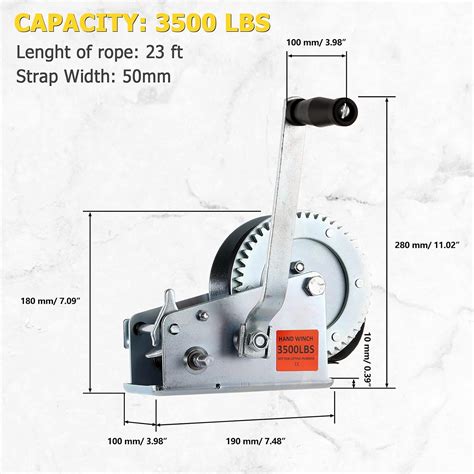 Buy 3500lbs Cable Crank Winch, AUXMART Boat Trailer Winch with 23 FT ...