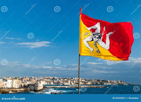 Flag of Sicily stock image. Image of town, fluttering - 54232521