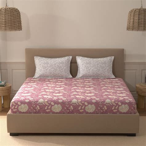 Buy PORTICO Morning Glory Cotton 140TC Floral Print 3Pcs Queen Bedsheet ...