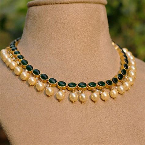 Buy Gold Plated Green Spinel Necklace Online - Unniyarcha – Unniyarcha