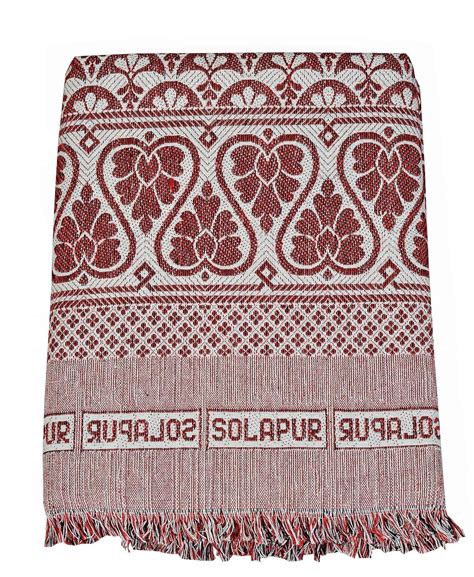 Buy V. Idap Solapur Chaddar Cotton Blanket, 5 X 7.5Ft, Red, Durable ...