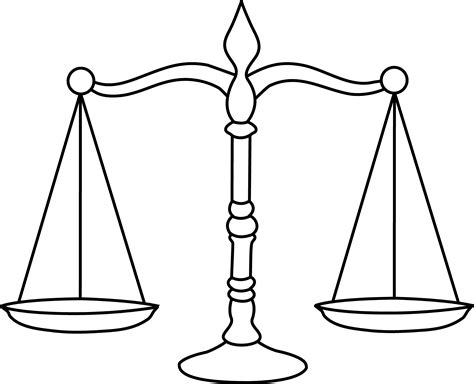 Legal Scales Line Art - Free Clip Art