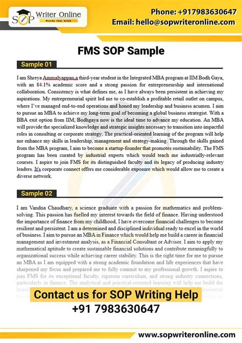 Image result for FMS SOP Examples