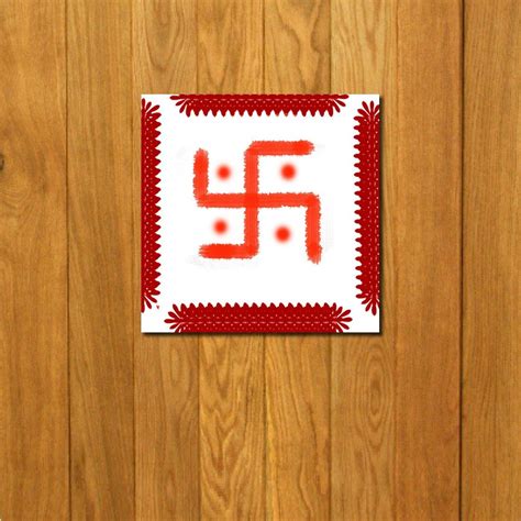 999STORE doorhanging swastik red art printed framed door sticker (4 x 4 ...