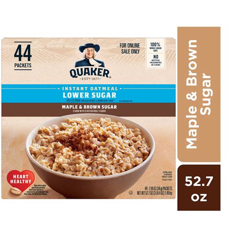 Quaker Instant Oatmeal, Lower Sugar, Maple & Brown Sugar, 1.19 oz ...