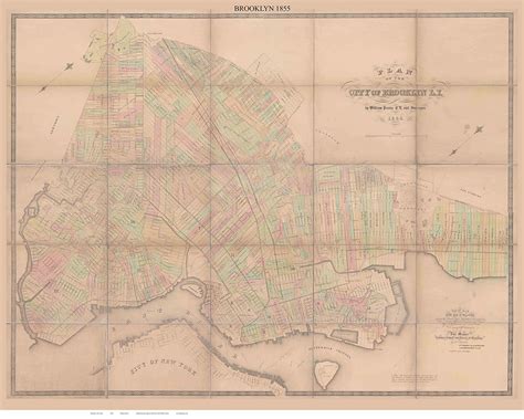 Buy Brooklyn 1855 Old New York - Wall with House Sites and Some Names ...