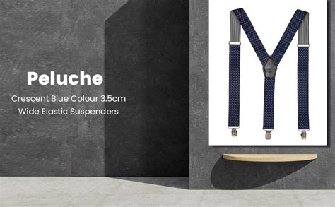 Peluche Crescent Blue Coloured 3.5cm Strap Width Elastic Suspenders for ...