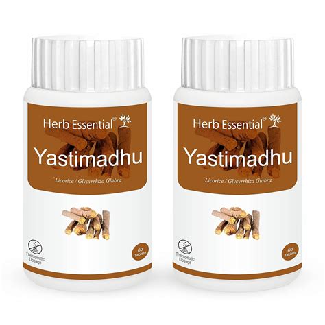 Herb Essential Yashtimadhu (Licorice) 500 mg - 60 Tablets (Pack of 2 ...