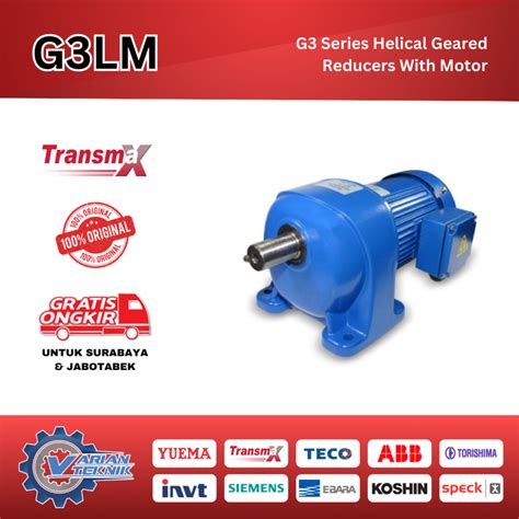 Jual G3LM 750W/ 0,75 KW/ 1 HP as 32 ratio 30, 40, 50 Gearbox Helical ...